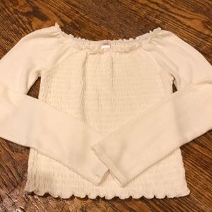 Justice long sleeve shirred top